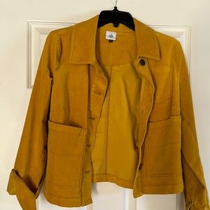 Cabi cropped, boxy, corduroy-ish jacket. Add a pop of color to your wardrobe.